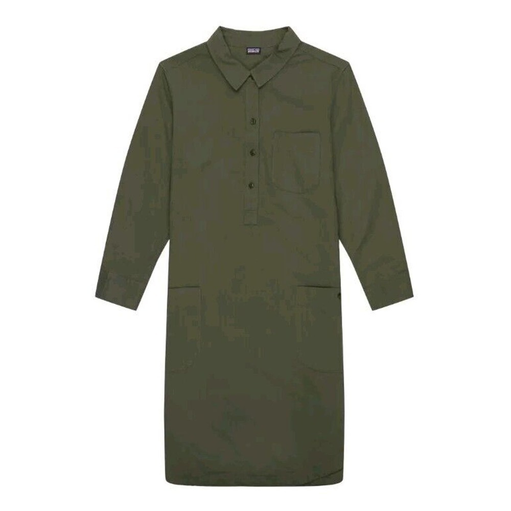 Patagonia Army Green Shirt Dress Womens Size Xs Long Sleeve Button Up